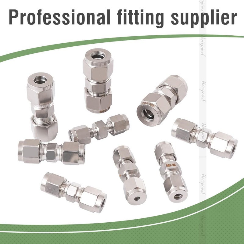 Horiznext 3/8 inch Stainless Steel 304 Compression Fitting for tube, connect air line brass pipe, adapt copper brake hose water fuel system (1 pc) - Image 5